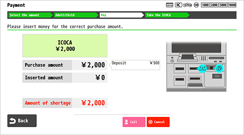 
												Insert cash for the amount shown on the machine.
												