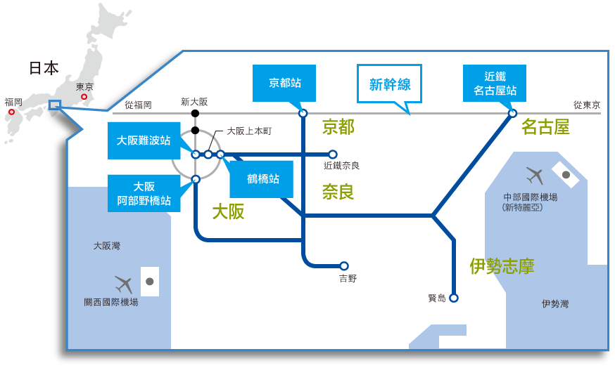 由新幹線車站出發